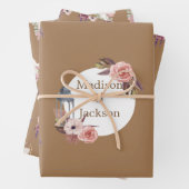 Personalisierte Hochzeitsfeier Wasserfarbe Geschenkpapier Set (Beispiel)