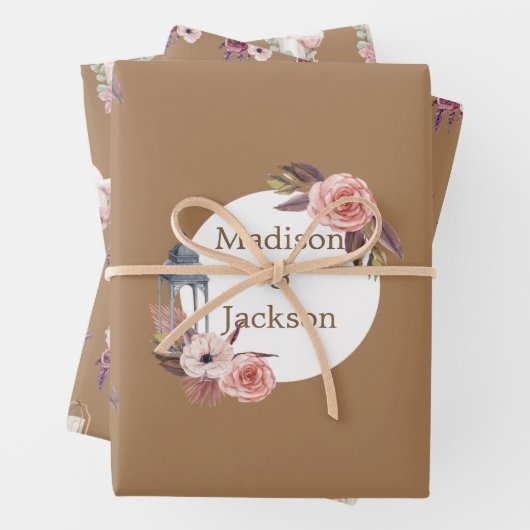 Personalisierte Hochzeitsfeier Wasserfarbe Geschenkpapier Set (Beispiel)