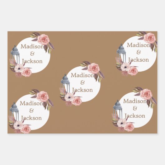 Personalisierte Hochzeitsfeier Wasserfarbe Geschenkpapier Set (Vorderseite)