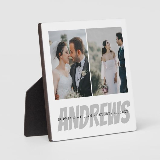Personalisierte Hochzeitsfoto Collage Plaque Elega Fotoplatte (Vorderseite)