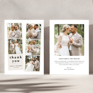Personalisierte Hochzeitsfotografie Collage Modern Dankeskarte