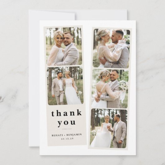 Personalisierte Hochzeitsfotografie Collage Modern Dankeskarte (Vorderseite)