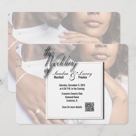 personalisierte Hochzeitsfotos mit QR-Code Einladung (Vorne/Hinten)