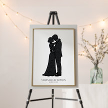 Personalisierte Hochzeitsgelübde Silhouette Kunst 