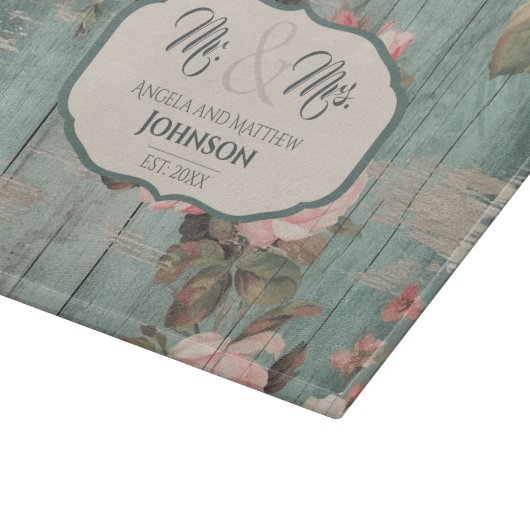 Personalisierte Hochzeitsgeschenke aus blauem Holz Schneidebrett (Ecke)