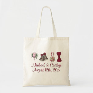 Personalisierte Hochzeitsglocken Blume Krawatte Ta Tragetasche