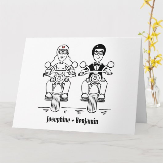 Personalisierte Hochzeitsgruß für Motorräder Karte (Gelbe Blume)