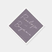 Personalisierte Hochzeitshandschrift Lila Serviette (Ecke)