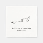 Personalisierte Hochzeitshandtücher Initialen Herz Serviette (Vorderseite)