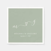 Personalisierte Hochzeitshandtücher Initialen Herz Serviette (Vorderseite)