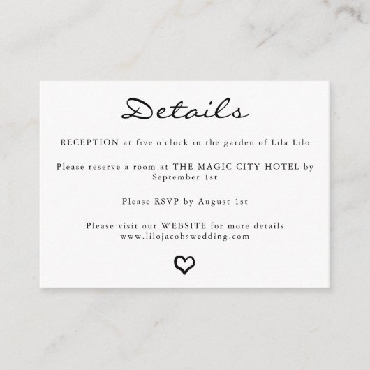 Personalisierte Hochzeitskarte Begleitkarte (Vorderseite)