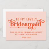 Personalisierte Hochzeitskarte für Bridesmaid (Vorne/Hinten)