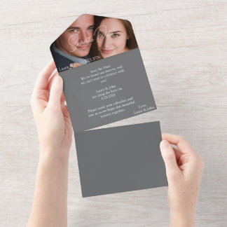 Personalisierte Hochzeitskarte mit Foto und Text  All In One Einladung