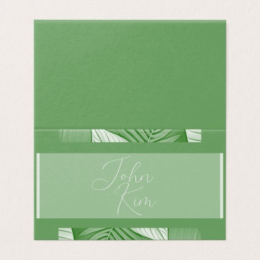 Personalisierte Hochzeitskarten mit tropischem Grü (Außenseite Aufgefaltet)