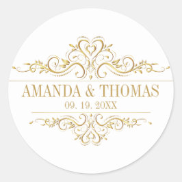 Personalisierte Hochzeitskleber aus weißem Rahmen Runder Aufkleber
