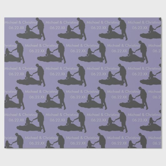 Personalisierte Hochzeitskleid-Silhouette Geschenkpapier (Flach)