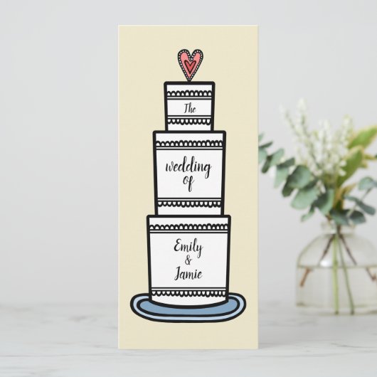 Personalisierte Hochzeitskuchen Einladung (Stehend Vorderseite)