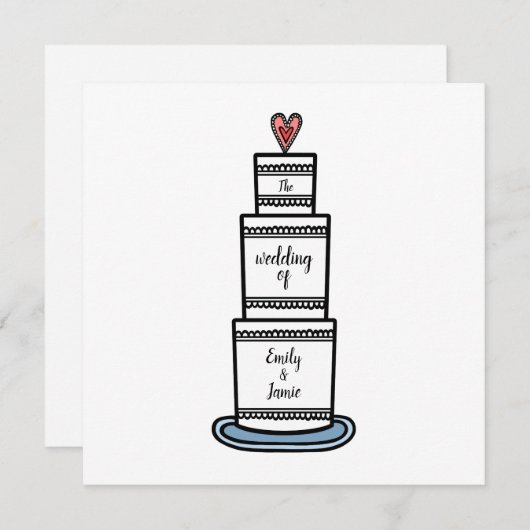 Personalisierte Hochzeitskuchen Einladung (Vorne/Hinten)