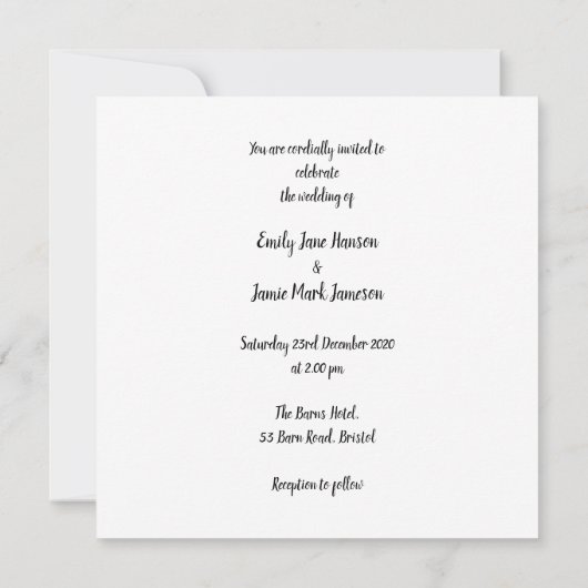 Personalisierte Hochzeitskuchen Einladung (Rückseite)