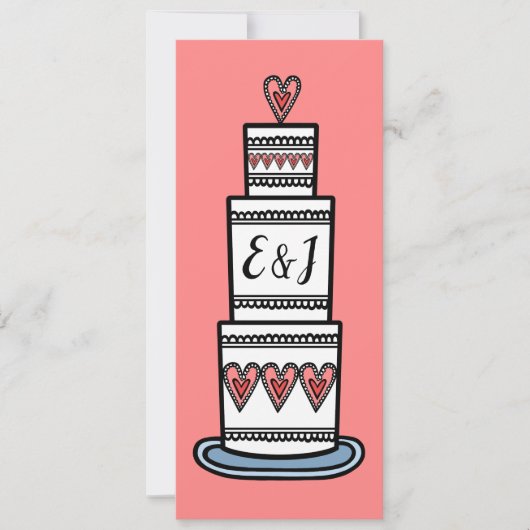 Personalisierte Hochzeitskuchen Einladung (Vorderseite)