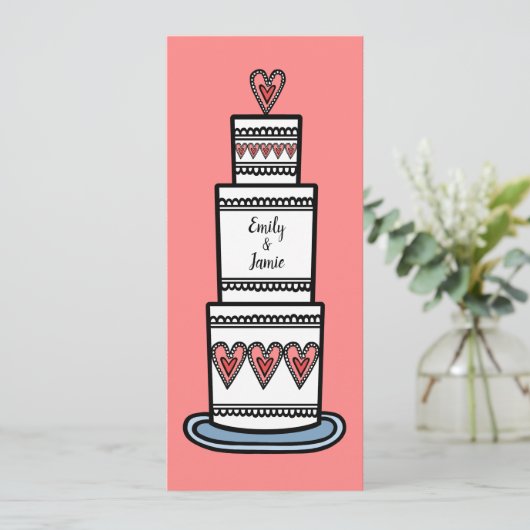 Personalisierte Hochzeitskuchen Einladung (Stehend Vorderseite)