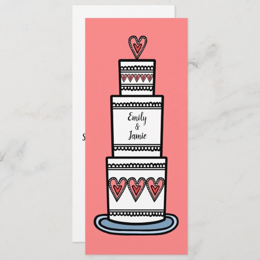 Personalisierte Hochzeitskuchen Einladung (Vorne/Hinten)