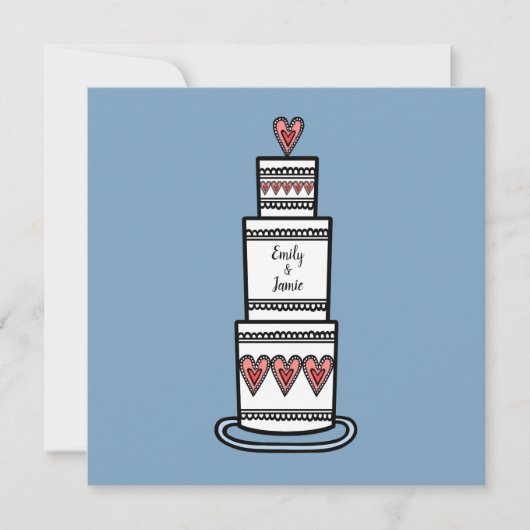 Personalisierte Hochzeitskuchen Einladung (Vorderseite)