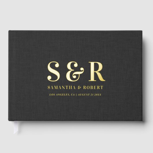 Personalisierte Hochzeitsmonogramm Gästebuch (Vorderseite)