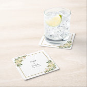 Personalisierte Hochzeitsoße Wasserfarbe Elegante  Rechteckiger Pappuntersetzer (Vor Ort)