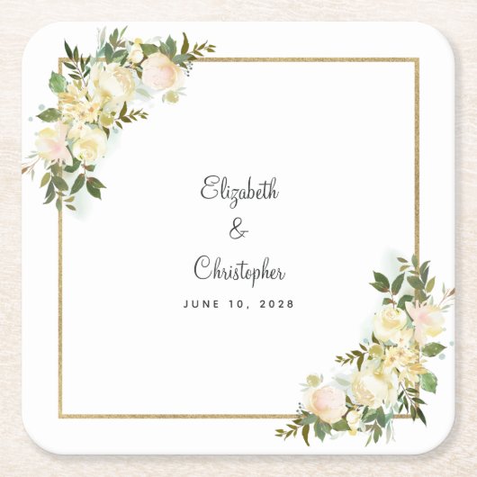 Personalisierte Hochzeitsoße Wasserfarbe Elegante Rechteckiger Pappuntersetzer (Vorderseite)