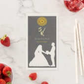Personalisierte Hochzeitspaar-Silhouette Monogramm Serviette (Beispiel)