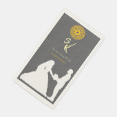 Personalisierte Hochzeitspaar-Silhouette Monogramm Serviette (Ecke)
