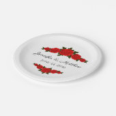 Personalisierte Hochzeitspapier-Teller mit Rote Ro Pappteller (Schrägansicht)