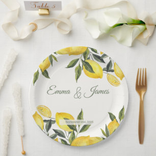 Personalisierte Hochzeitspapierteller Lemon Italy Pappteller