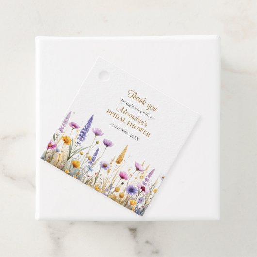 Personalisierte Hochzeitsparty Wildblumen Geschenkanhänger (Beispiel)