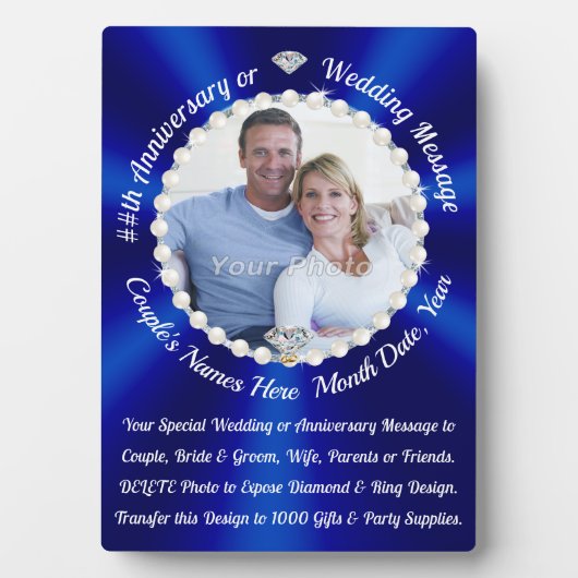 Personalisierte Hochzeitspenden oder Hochzeiten Fotoplatte (Vorderseite)