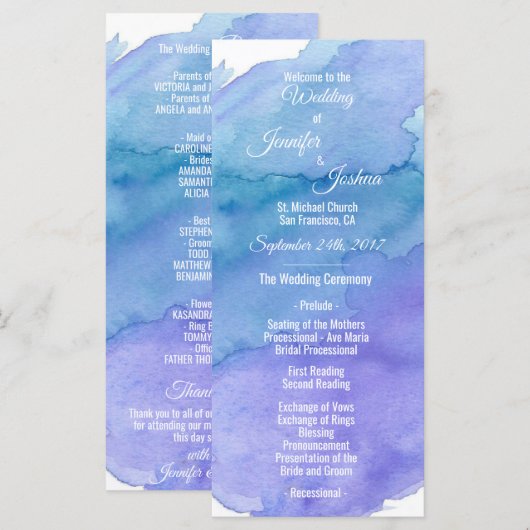 Personalisierte Hochzeitsprogramme für Wasserfarbe Programm (Vorne/Hinten)