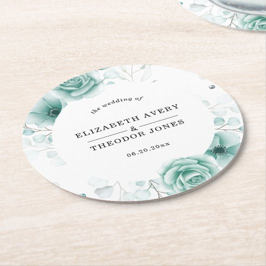 Personalisierte Hochzeitspur Napkins Papierplatte Runder Pappuntersetzer (Angewinkelt)