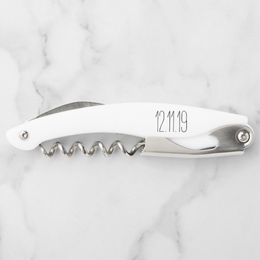 personalisierte Hochzeitsschraube Kellnermesser (Rückseite)