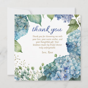 Personalisierte Hochzeitsshower Blue Hydrangea Dankeskarte