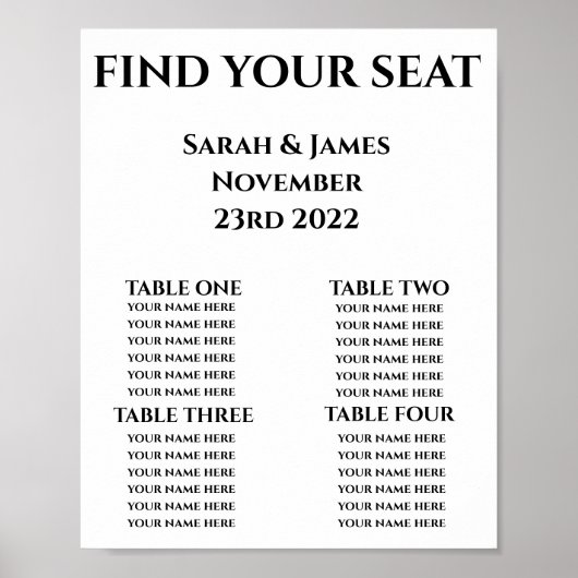 Personalisierte Hochzeitsstift Poster (Vorne)