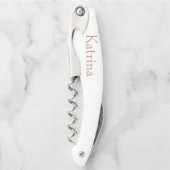 personalisierte Hochzeitsstimmung in rosegold c Kellnermesser (Vorderseite)