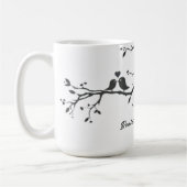 Personalisierte Hochzeitstag Jahrestag Liebesvögel Kaffeetasse (Links)