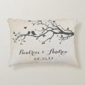 Personalisierte Hochzeitstag Jahrestag Liebesvögel Zierkissen (Vorderseite)