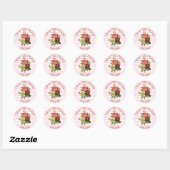 Personalisierte Hochzeitsticker Burgundy-Rose Runder Aufkleber (Blatt)