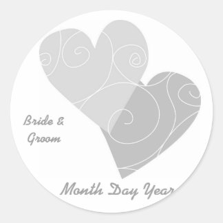 Personalisierte Hochzeitsticker für Grauherz Runder Aufkleber
