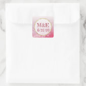 Personalisierte Hochzeitsticker für Rote Blasen Quadratischer Aufkleber (Tasche)