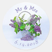 Personalisierte Hochzeitsticker Lila Lilacs Runder Aufkleber (Vorderseite)