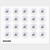 Personalisierte Hochzeitsticker Purple Flowers Runder Aufkleber (Blatt)