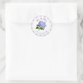 Personalisierte Hochzeitsticker Purple Flowers Runder Aufkleber (Tasche)